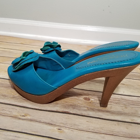 YSL Tom Ford era Nadja blue rosette heels 38 - Picture 11 of 14